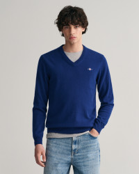 GANT Men Superfine Lambswool V-Neck Sweater (4XL) Blue product