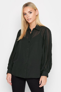 Pixiegirl Black Pleat Sleeve Shirt 18 Pixiegirl | Petite Women's Shirts product