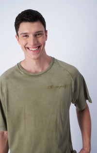 Olivgrün Baumwoll-T-Shirt mit Ton-in-Ton-Stickerei product