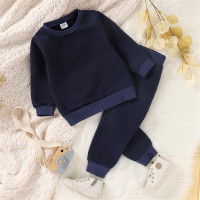 2-piece Toddler Girl/Boy Solid Long-sleeve Top and Elasticized Pants Casual Set product