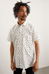 Mens White Feather Conversational Print Shirt product