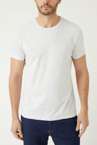 Mens White, Black, Grey Marl 3 Pack Crew Neck T-shirts product