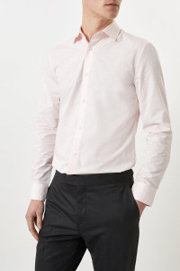 Mens Pink Slim Fit Long Sleeve Easy Iron Shirt product