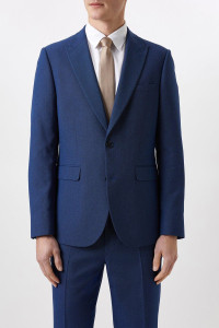 Mens Plus And Tall Slim Fit Blue Birdseye Suit Jacket product