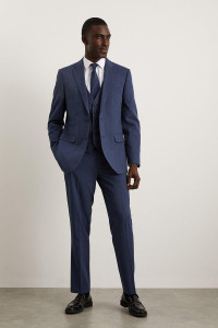 Mens Tailored Fit Navy End On End Suit Jacket product