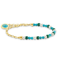THOMAS SABO Gold Plated Charmista Pearl, Turquoise & Malachite Charm Bracelet product