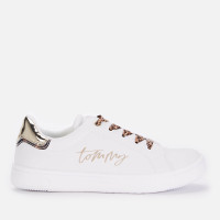 Tommy Hilfiger Girls' Low Cut Lace-Up Sneaker White/Platinum White/Platinum - UK 1 Kids product