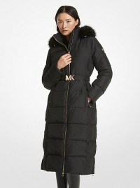 MK Faux Fur Trim Quilted Puffer Coat - Black - Michael Kors product