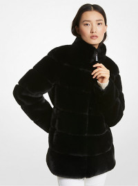 MK Quilted Faux Fur Coat - Black - Michael Kors product