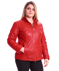 Red nappa lamb leather jacket high collar comfort fit product