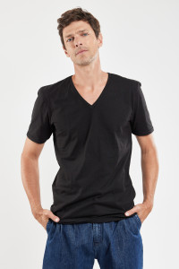 ARMOR-LUX T-shirt col V - coton léger issu de l?agriculture biologique Homme Noir (THEN) 4XL product