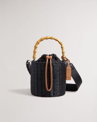 Women's Basket Weave Bucket Bag in Black, Jayriri product
