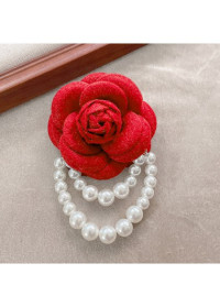 Rose Layered Design Pearl Red Brooch product