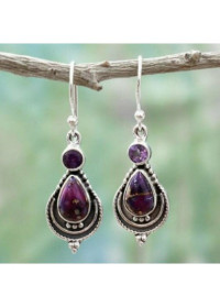 Purple Alloy Detail Hot Drilling Earrings product