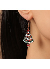 Red Alloy Detail Christmas Patchwork Earrings product
