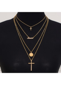 Gold Cross Detail Layered Alloy Necklace product