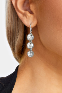 Silver Tone Triple Diamante Drop Earrings product