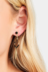 Gold Tone Beaded Leaf Drop Earrings product