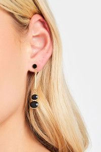 Black & Gold Tone Double Gem Drop Earrings product
