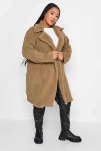 Yours Curve Beige Brown Faux Fur Coat, Women's Curve & Plus Size, Yours product