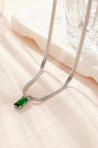 Grüne Edelstein-Anhänger-Halskette mit Intarsien product