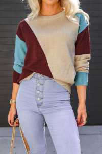 Pull en tricot à blocs de couleurs product