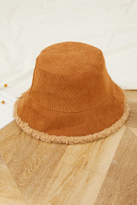 Chapeau de seau en velours côtelé avec fausse laine product