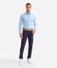 Pantaloni 5 tasche slim in cotone Blu Navy product