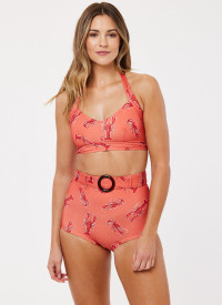 Tess Lobster Print Halter Neck High-Waisted Belted Bikini Bottoms - Extra Large (UK 20-22) product