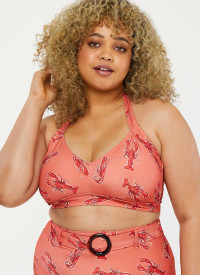 Tess Lobster Print Halter Neck High-Waisted Belted Bikini Top-EXTRA LARGE (UK 20-22) product
