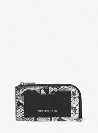 MK Portafoglio Varick in pelle stampa serpente con zip - Nero (Nero) - Michael Kors product