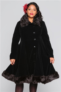 Collectif Womenswear Nuit Quilted Velvet Swing Coat - UK 22 Black product