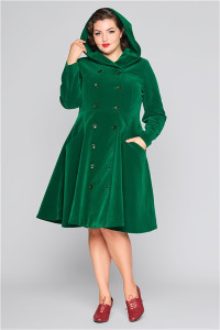 Collectif Womenswear Heather Quilted Velvet Swing Coat - UK 18 Green product