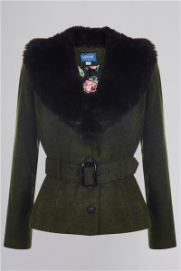 Collectif Womenswear Molly Jacket - UK 22 Olive Green product