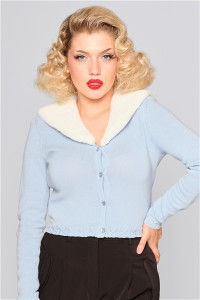 Collectif Womenswear Fleur Faux Fur Cardigan - UK 12 Blue product