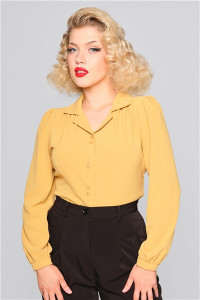 Collectif Womenswear Pepper 40s Blouse - UK 10 Mustard product