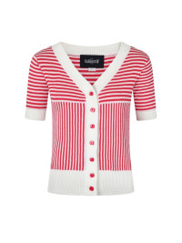 Collectif Womenswear Ludovica Striped Cardigan - UK 8 Red/ White product