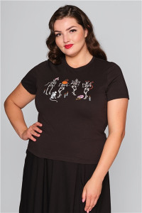 Collectif Womenswear Skeleton Boo-Gie T-Shirt - UK 22 Black product