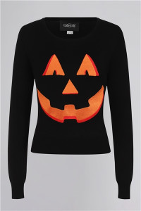 Collectif Womenswear Machi Pumpkin Face Jumper - UK 26 Black product