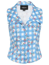 Collectif Womenswear Hillary Gingham Garden Top - UK 20 Blue/ White product