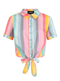 Collectif Womenswear Sammy Dreamy Rainbow Stripe Tie Blouse - UK 22 Multicoloured product