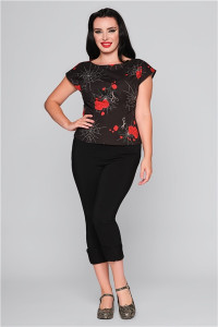 Collectif Womenswear Carolyn Spinners Web Top - UK 20 Black product
