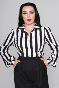 Collectif Womenswear Jerry Striped Blouse - UK 20 Black/ White product