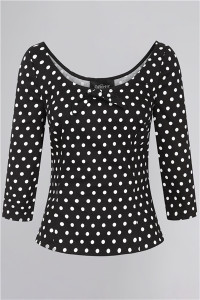 Collectif Womenswear Suzy Polka Top - UK 22 Black/ White product