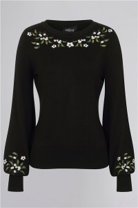 Collectif Womenswear Stevie Berry Floral Jumper - UK 22 Black product