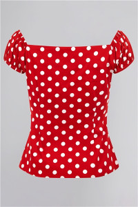 Collectif Womenswear Dolores Top Polka - UK 6 Red/ White product