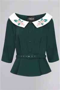 Collectif Womenswear Elle Peplum Blouse - UK 22 Green product