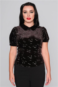 Collectif Womenswear Peta Glitter Bats Top - UK 22 Black product