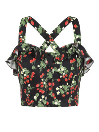 Collectif Womenswear Emilia Wild Strawberries Frill Top - UK 18 Black product