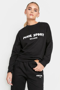 Pixiegirl Black 'Pixie Sport' Slogan Sweatshirt 10 Pixiegirl | Petite Women's Hoodies & Sweatshirts product